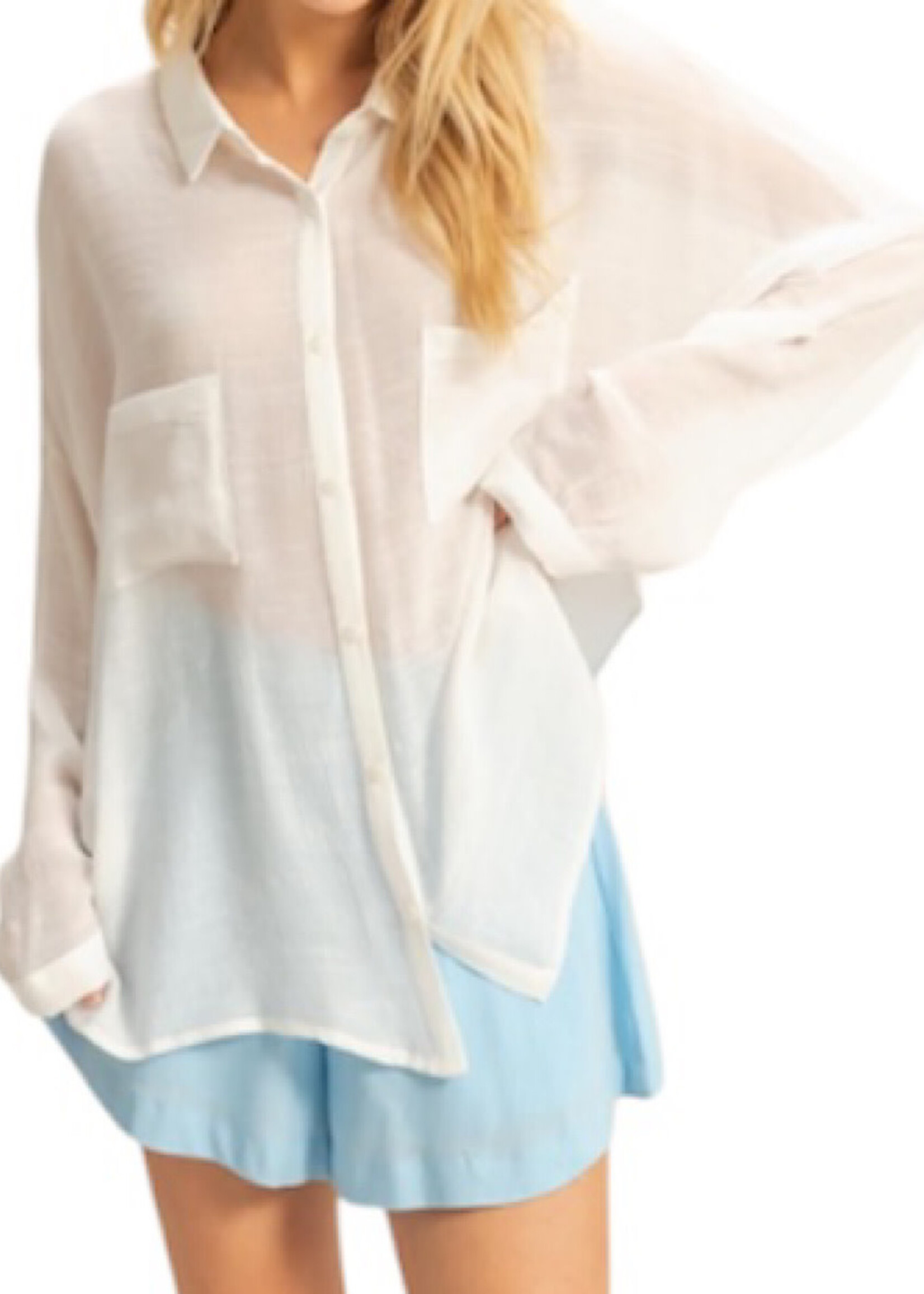 White Button Up Oversized Shirt with Roll Up Sleeves