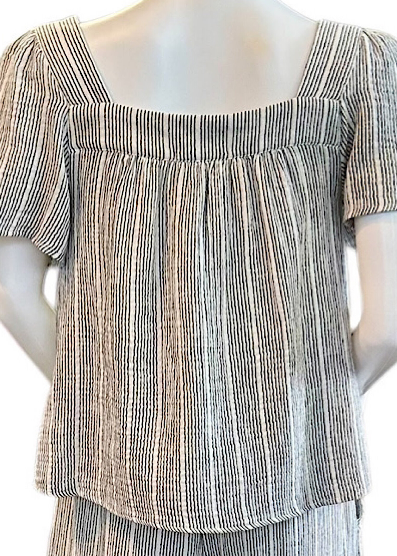 Charcoal Striped Gauze Cropped Top
