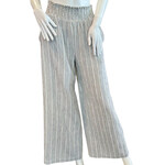 Charcoal Pinstriped Gauze Cropped Flowy Pant