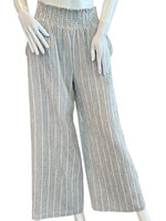 Charcoal Pinstriped Gauze Cropped Flowy Pant