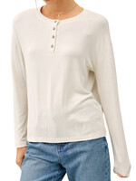 Oatmeal Ultra Soft Basic Long Sleeve Top with Henley Button Detail