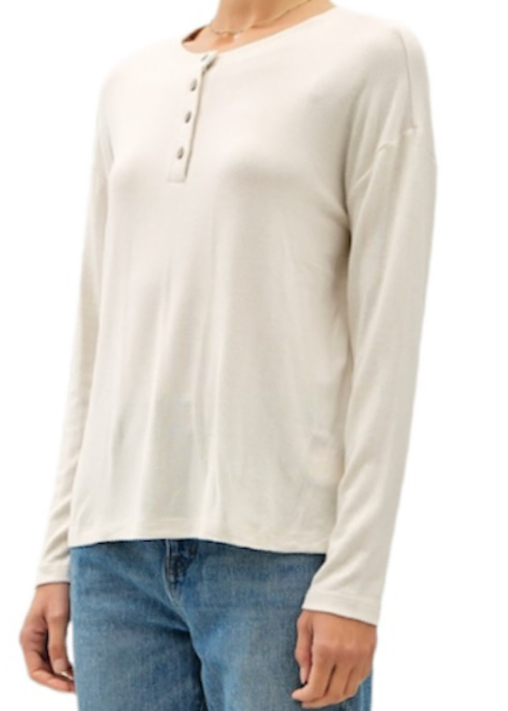 Oatmeal Ultra Soft Basic Long Sleeve Top with Henley Button Detail