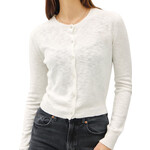 Ivory Cotton Slub Button Up Cardigan