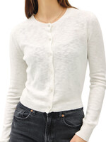 Ivory Cotton Slub Button Up Cardigan