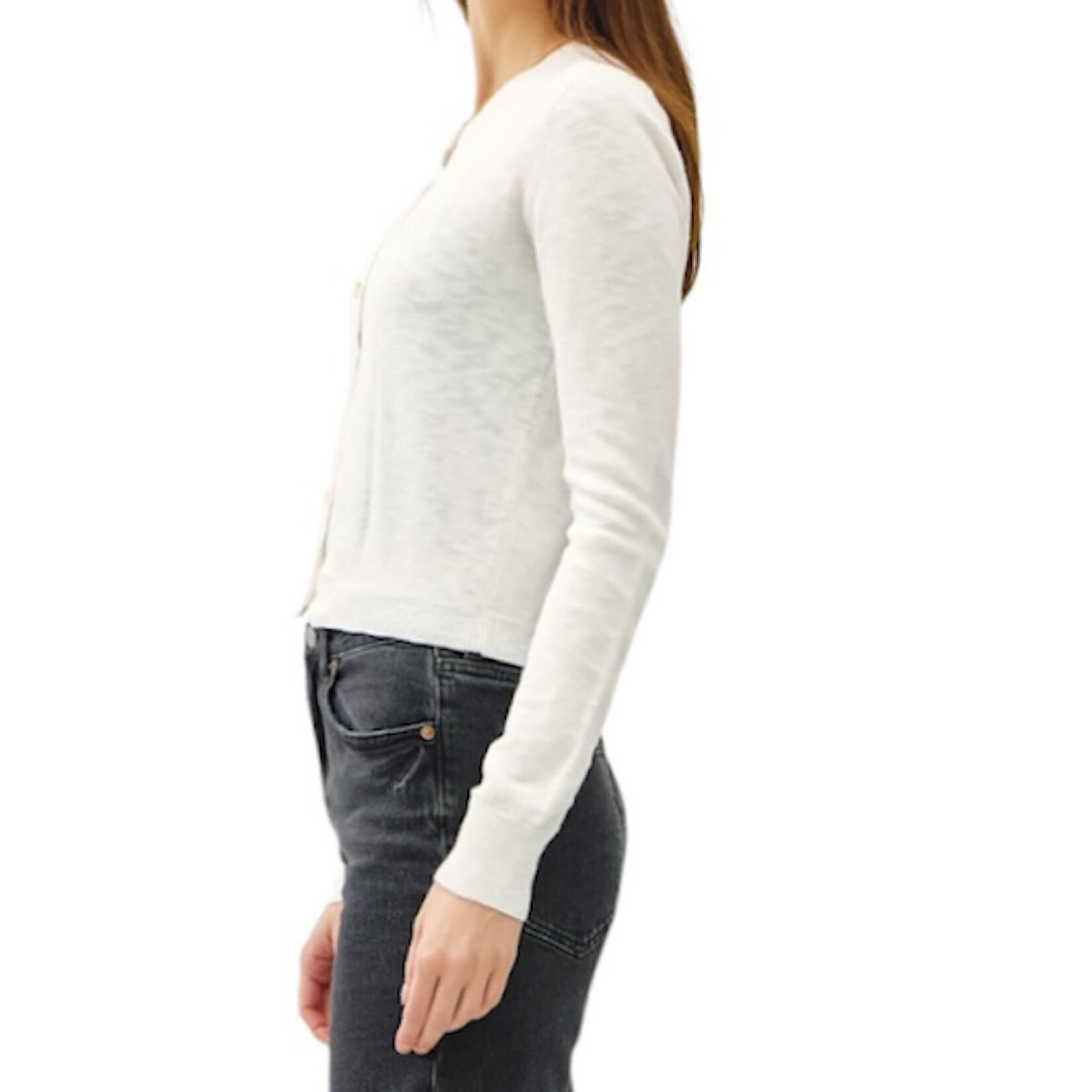 Ivory Cotton Slub Button Up Cardigan