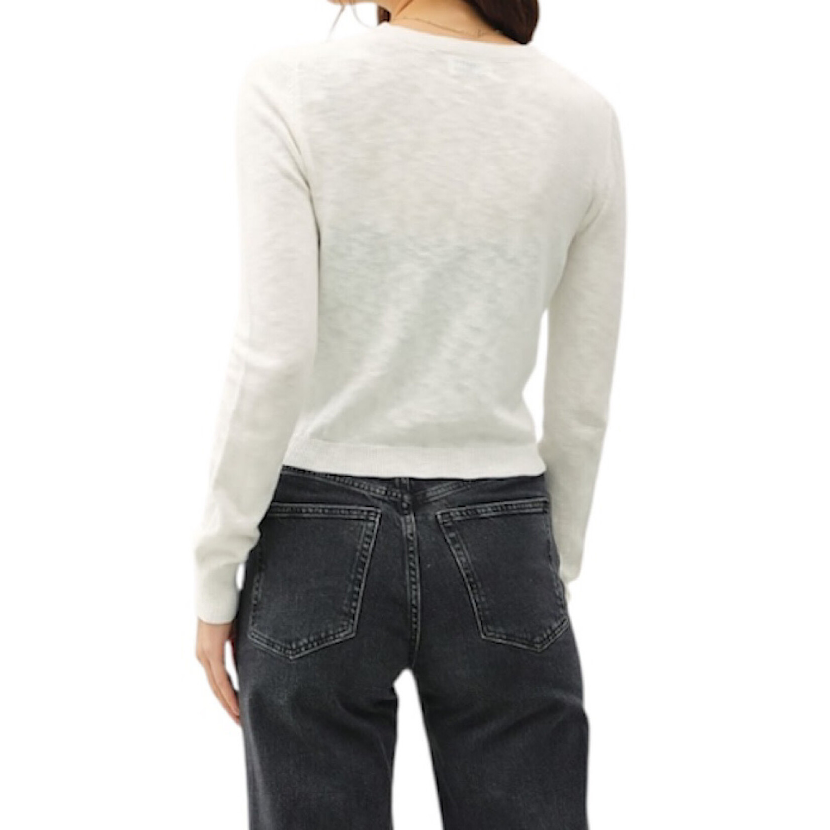 Ivory Cotton Slub Button Up Cardigan