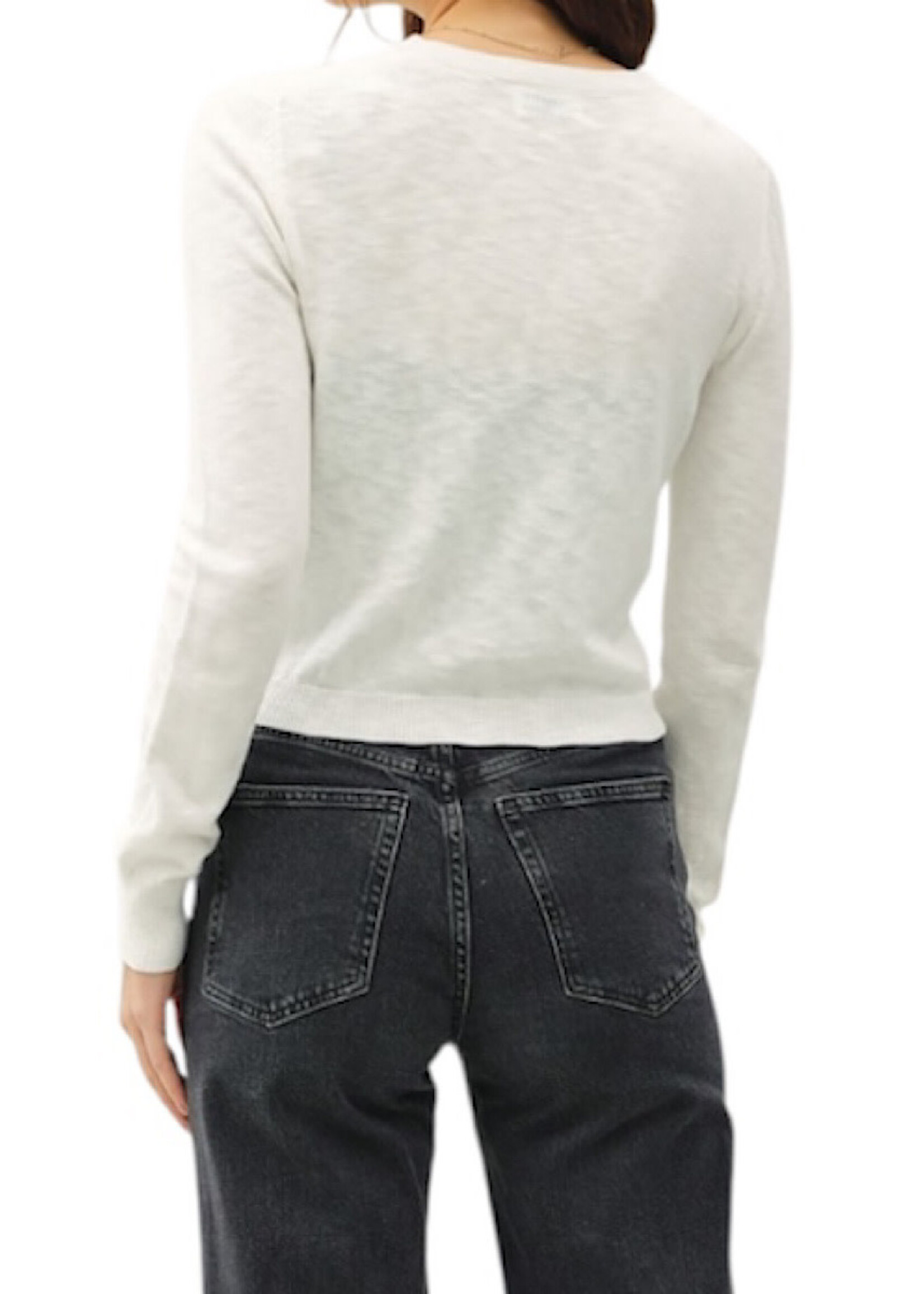 Ivory Cotton Slub Button Up Cardigan