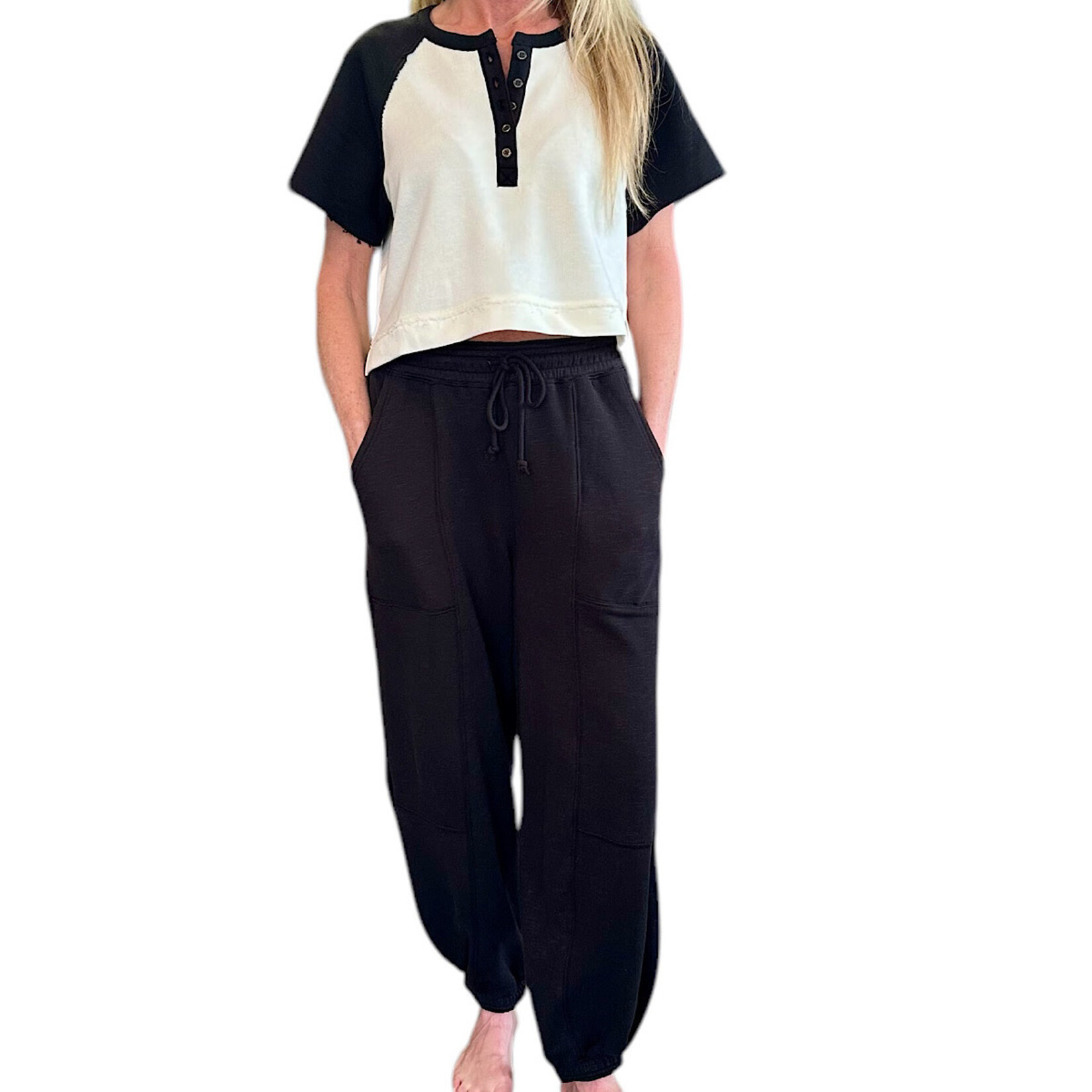 Black Drawstring Waist Jogger Sweatpants