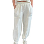 Whip Cream Drawstring Waist Jogger Sweatpants