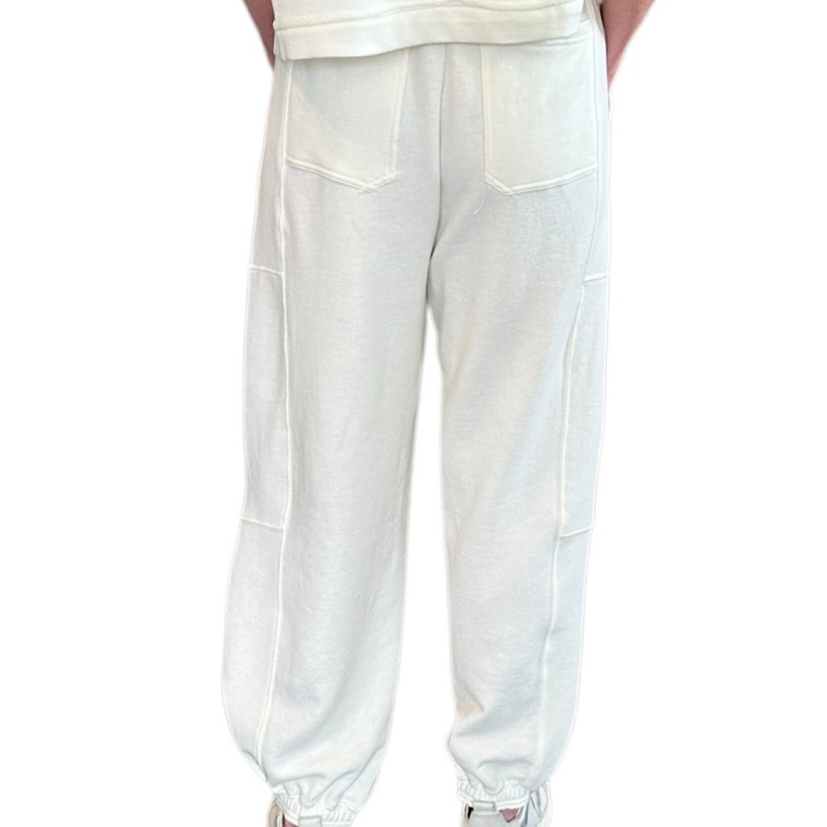 Whip Cream Drawstring Waist Jogger Sweatpants