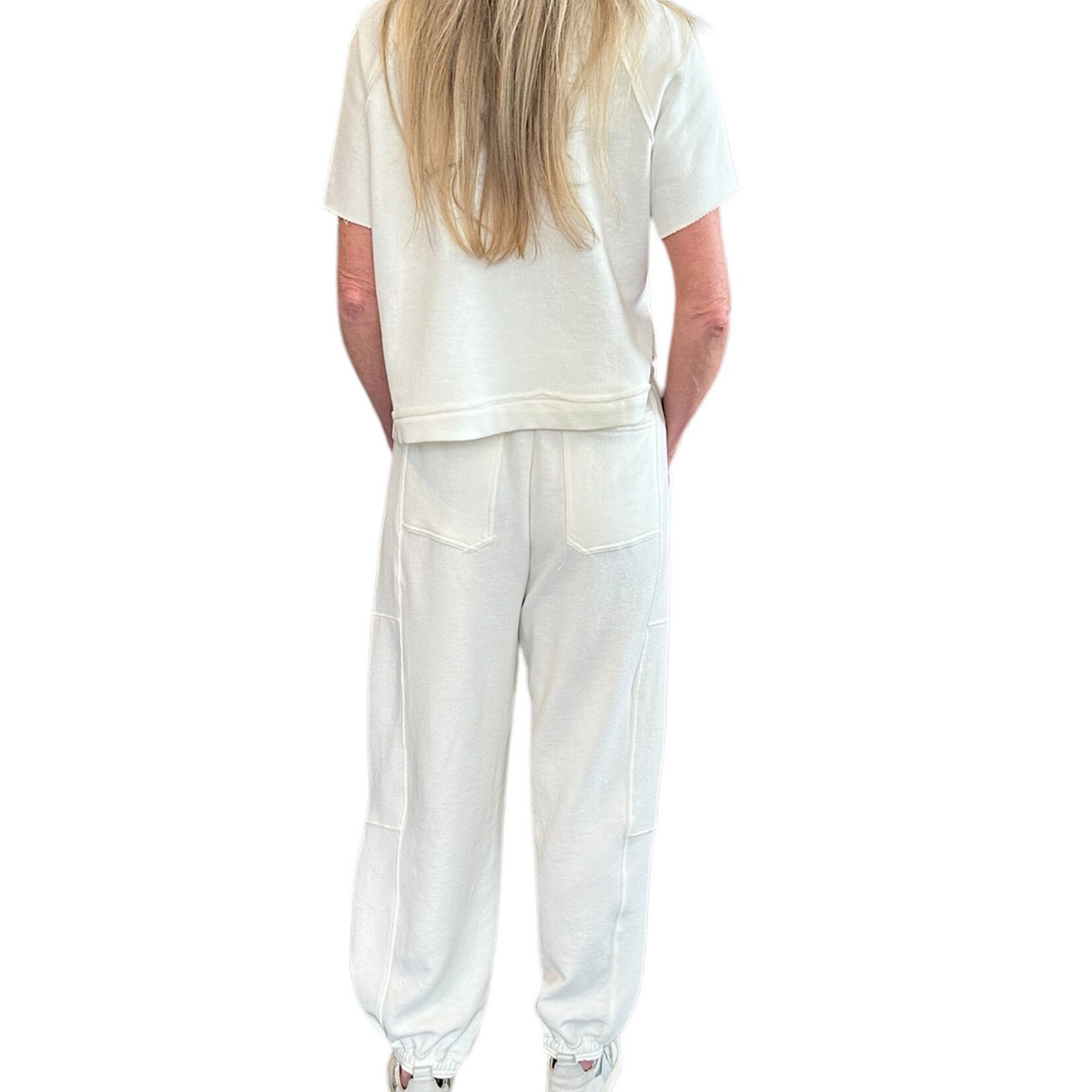 Whip Cream Drawstring Waist Jogger Sweatpants