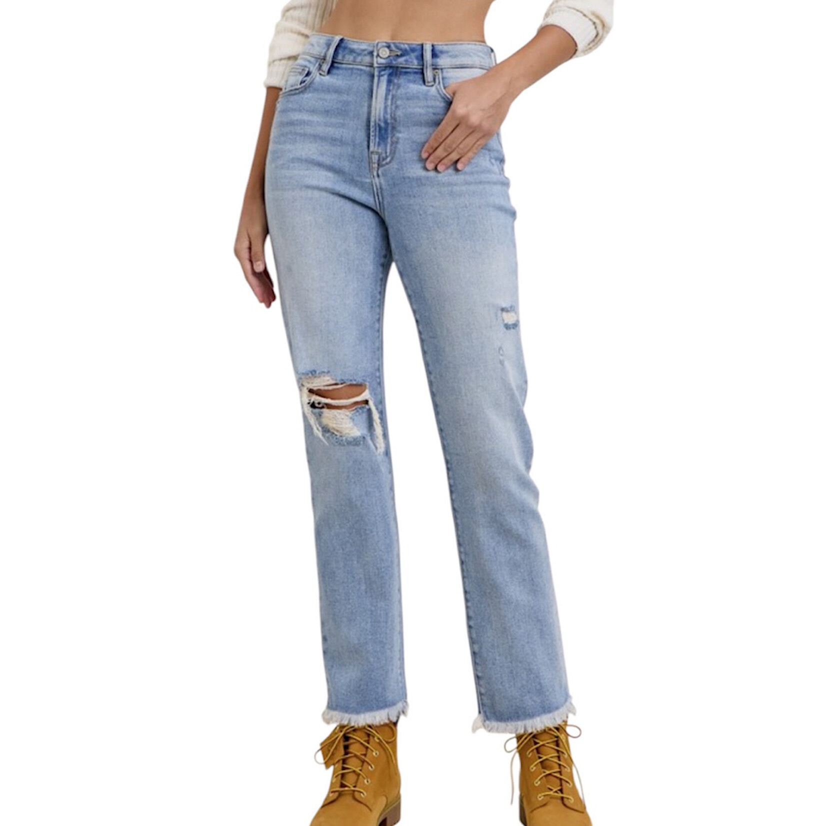 Hidden HD1555ST-ML Medium Light Wash Tracey High Rise Straight Fit Jeans