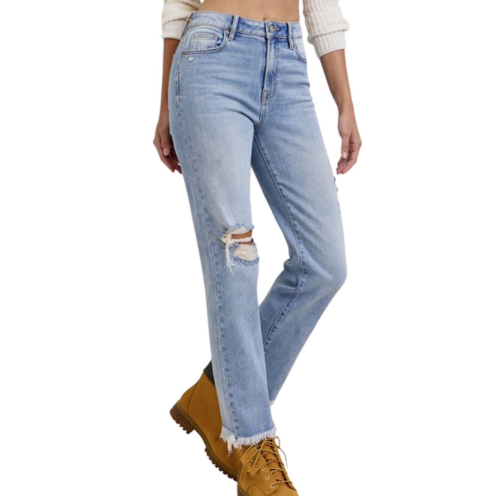 Hidden HD1555ST-ML Medium Light Wash Tracey High Rise Straight Fit Jeans