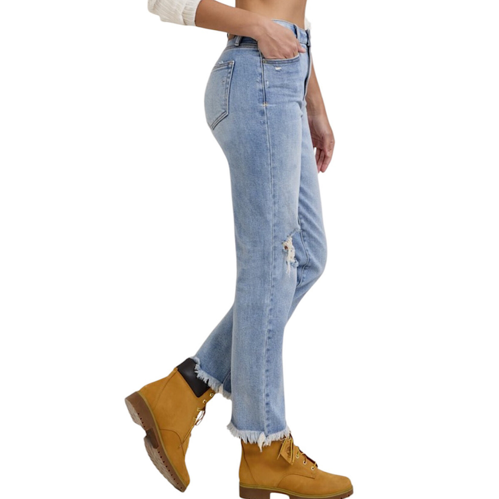 Hidden HD1555ST-ML Medium Light Wash Tracey High Rise Straight Fit Jeans