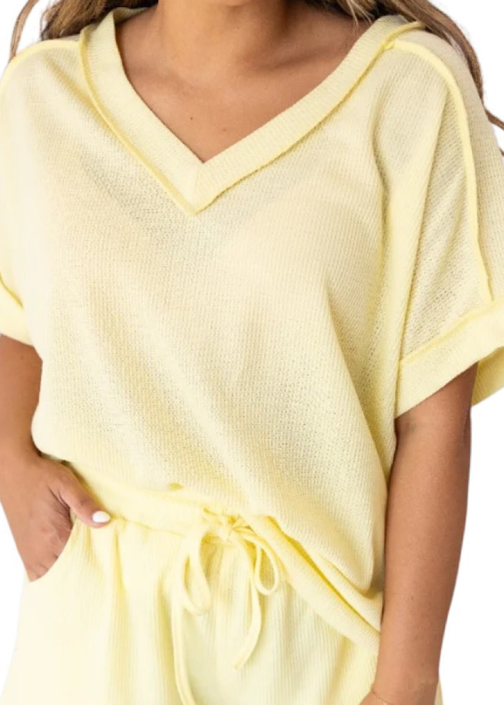 Yellow Waffle Knit Top