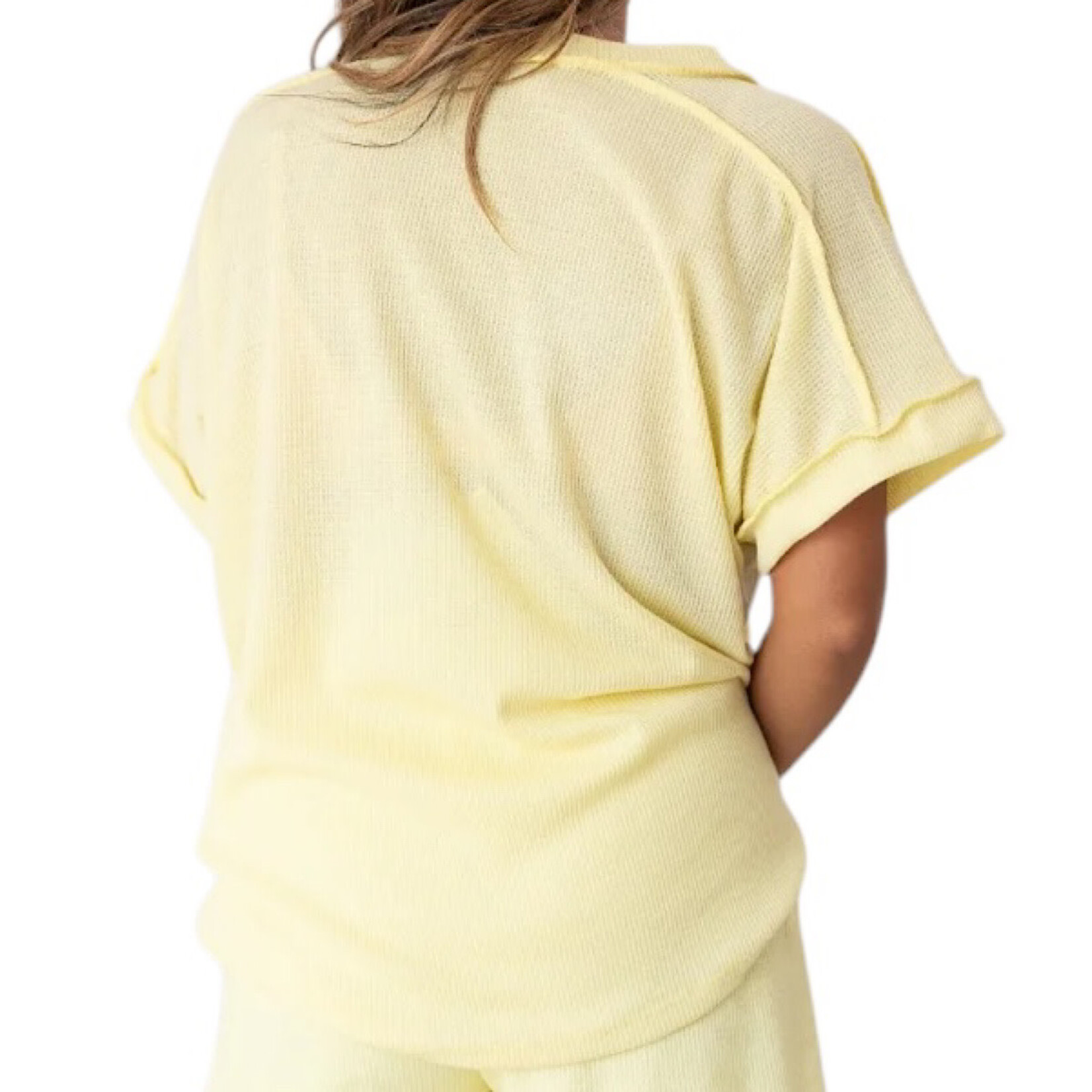 Yellow Waffle Knit Top