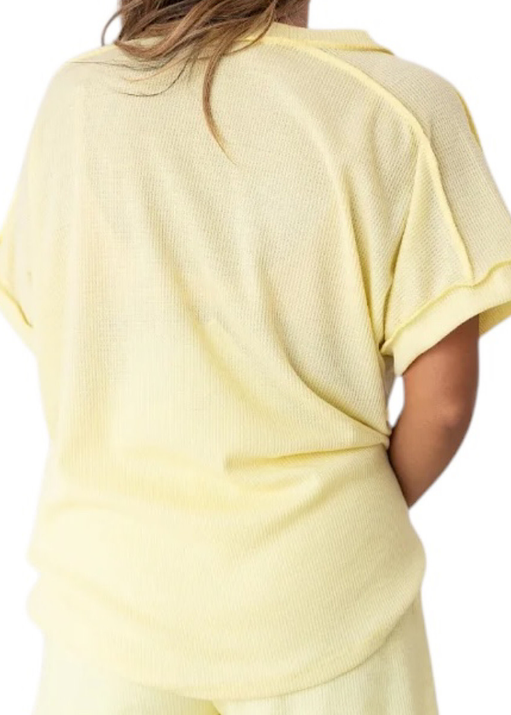 Yellow Waffle Knit Top