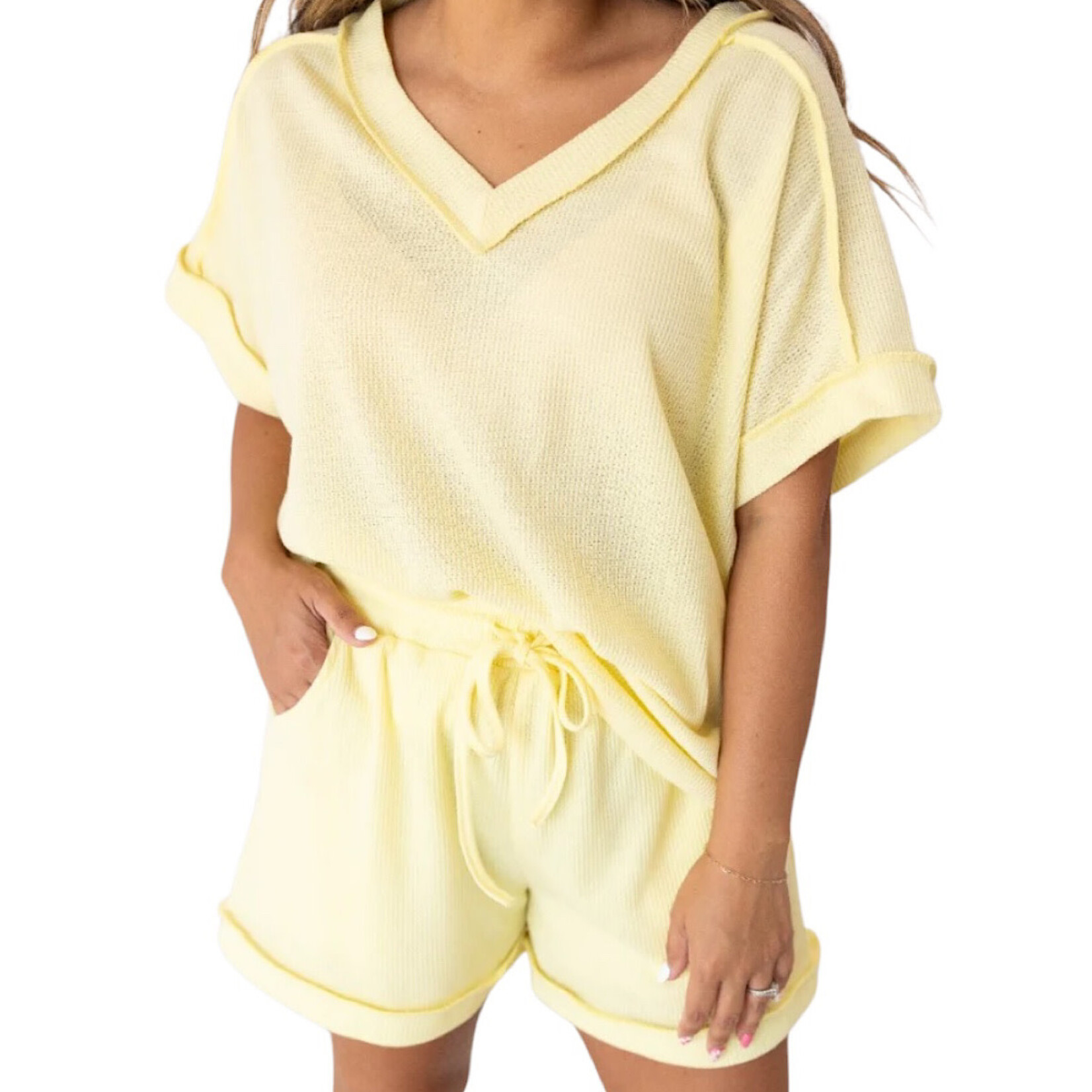 Yellow Waffle Knit Top