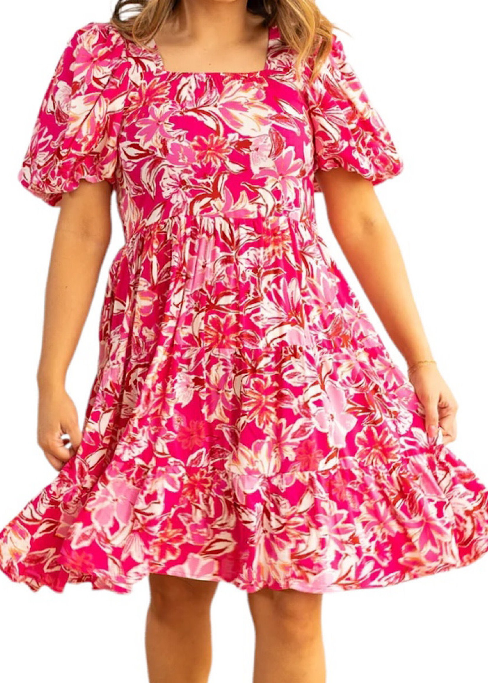 Pink Floral Dolly Doll Dress