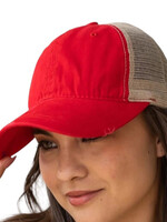 Red/Beige Mesh High Ponytail Hat