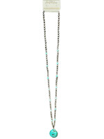 Turquoise Rock Pendent On Navajo Pearl Necklace