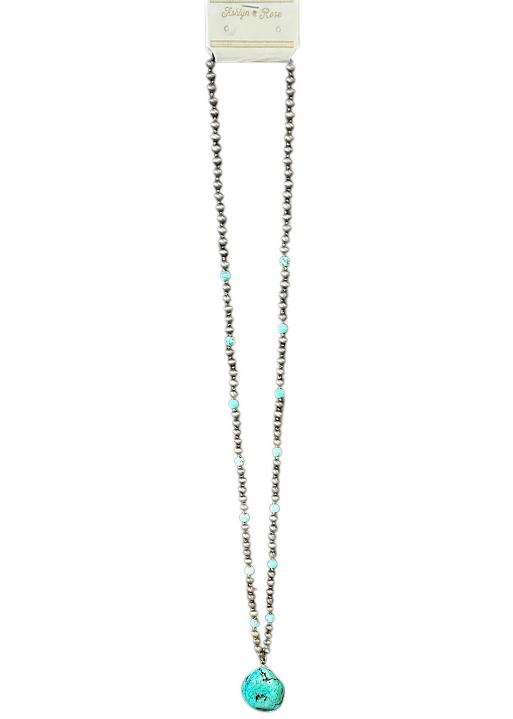 Turquoise Rock Pendent On Navajo Pearl Necklace