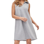 Grey A-Line Collared Dress Scuba Modal