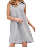 Grey A-Line Collared Dress Scuba Modal