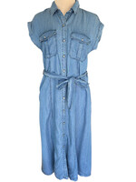 Denim Belted Button Front Dress