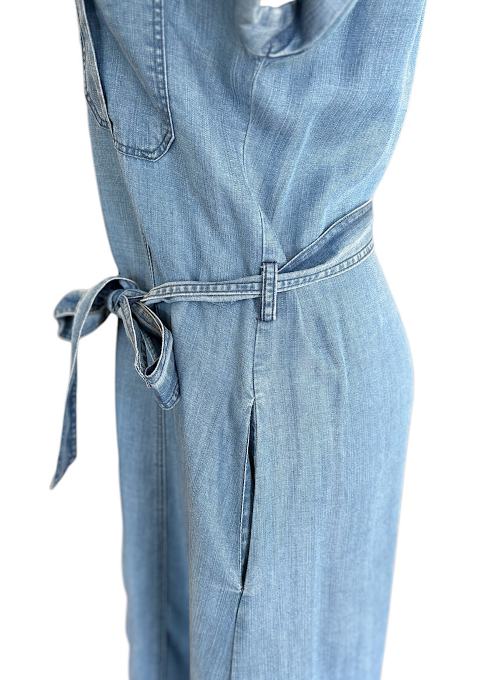 Denim Belted Button Front Dress