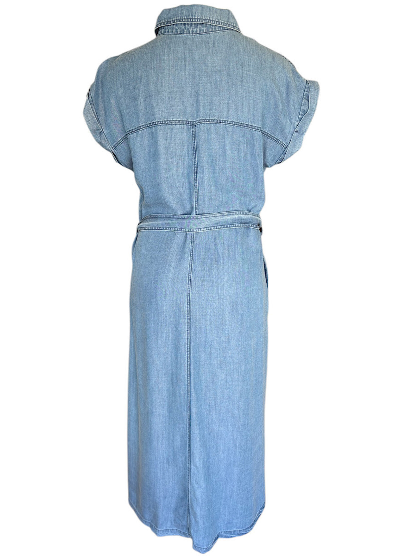 Denim Belted Button Front Dress