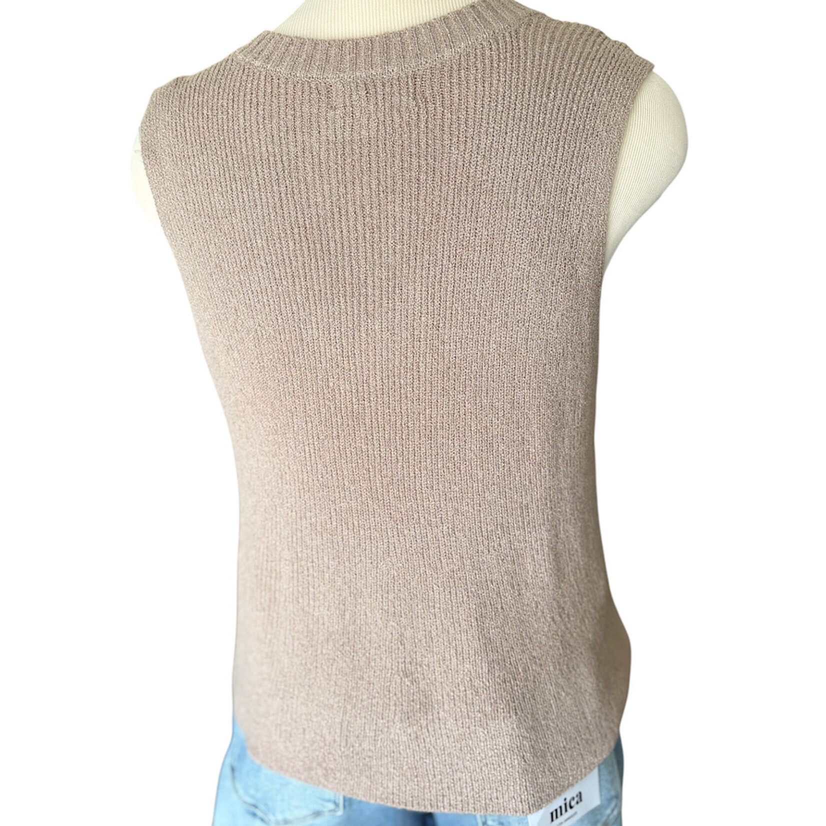 Mocha V-Neck Knitted Crop Tank