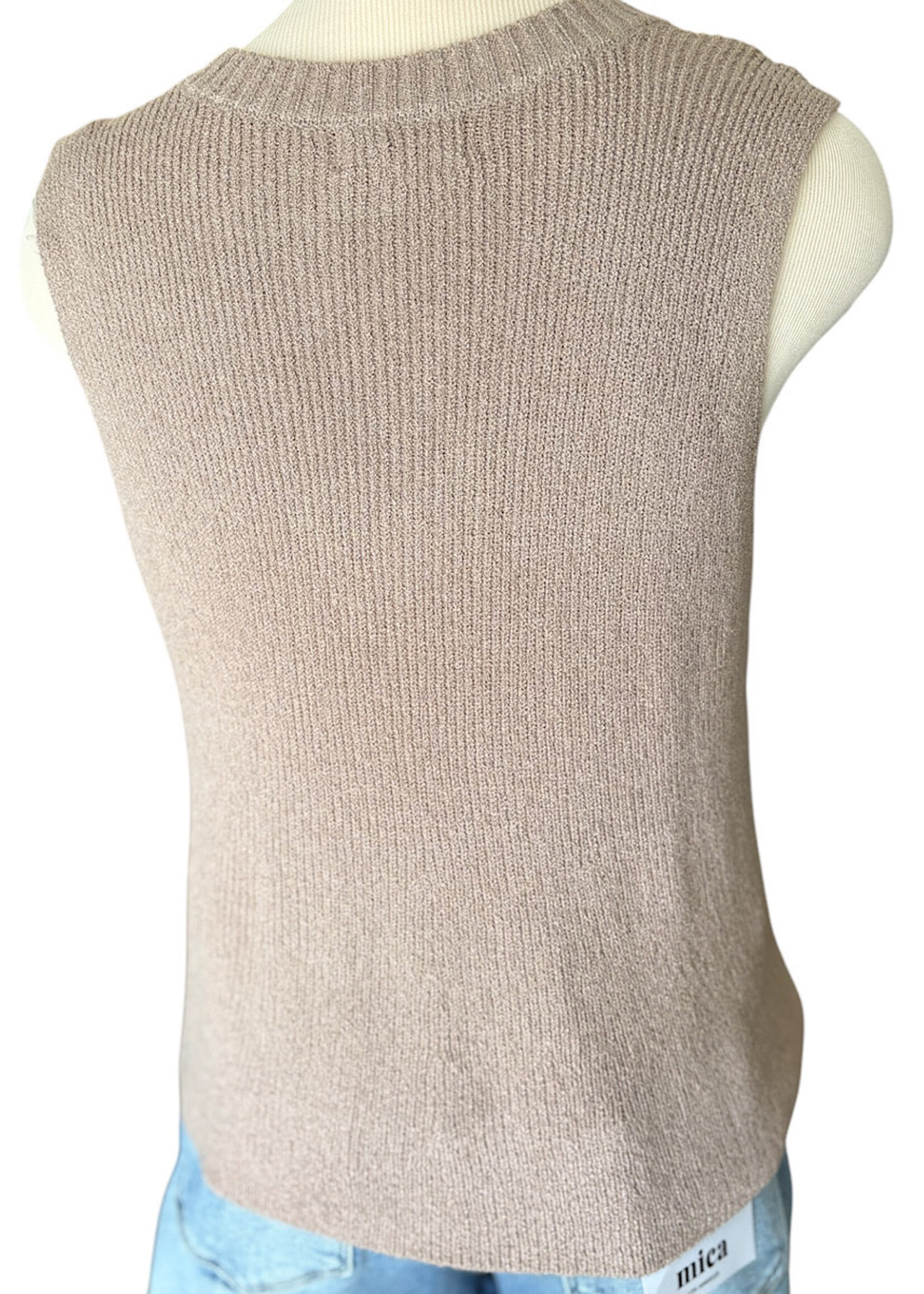Mocha V-Neck Knitted Crop Tank