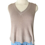 Mocha V-Neck Knitted Crop Tank