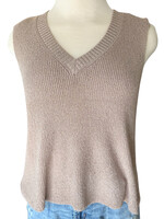 Mocha V-Neck Knitted Crop Tank