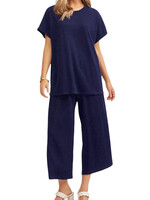 Navy Plus Top & Wide Leg Pant Set