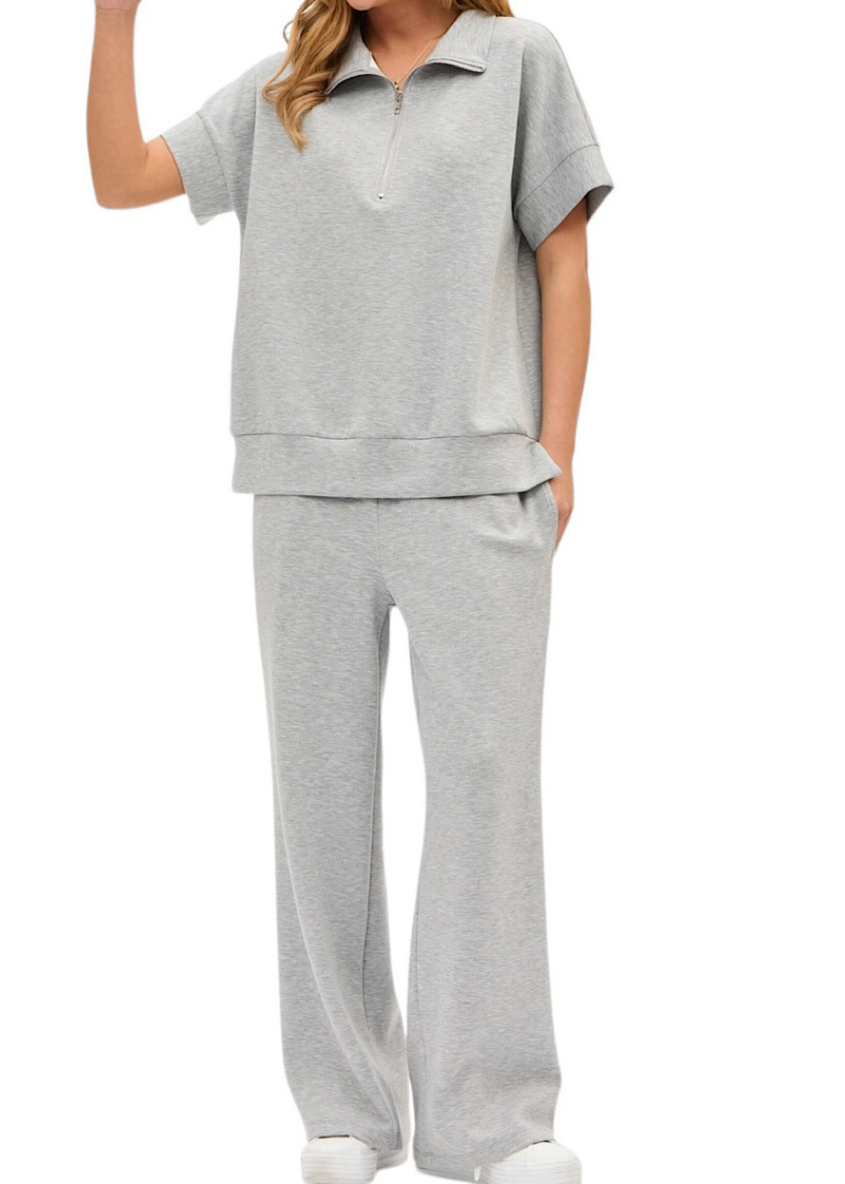 Grey S/S Quarter Zip & Pant Modal Set
