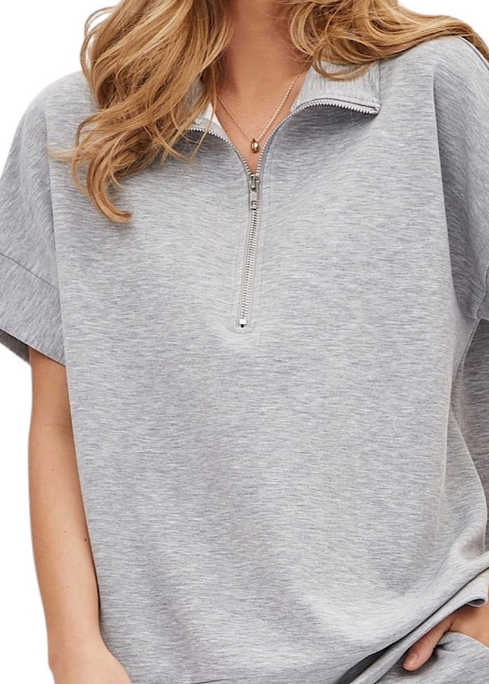 Grey S/S Quarter Zip & Pant Modal Set