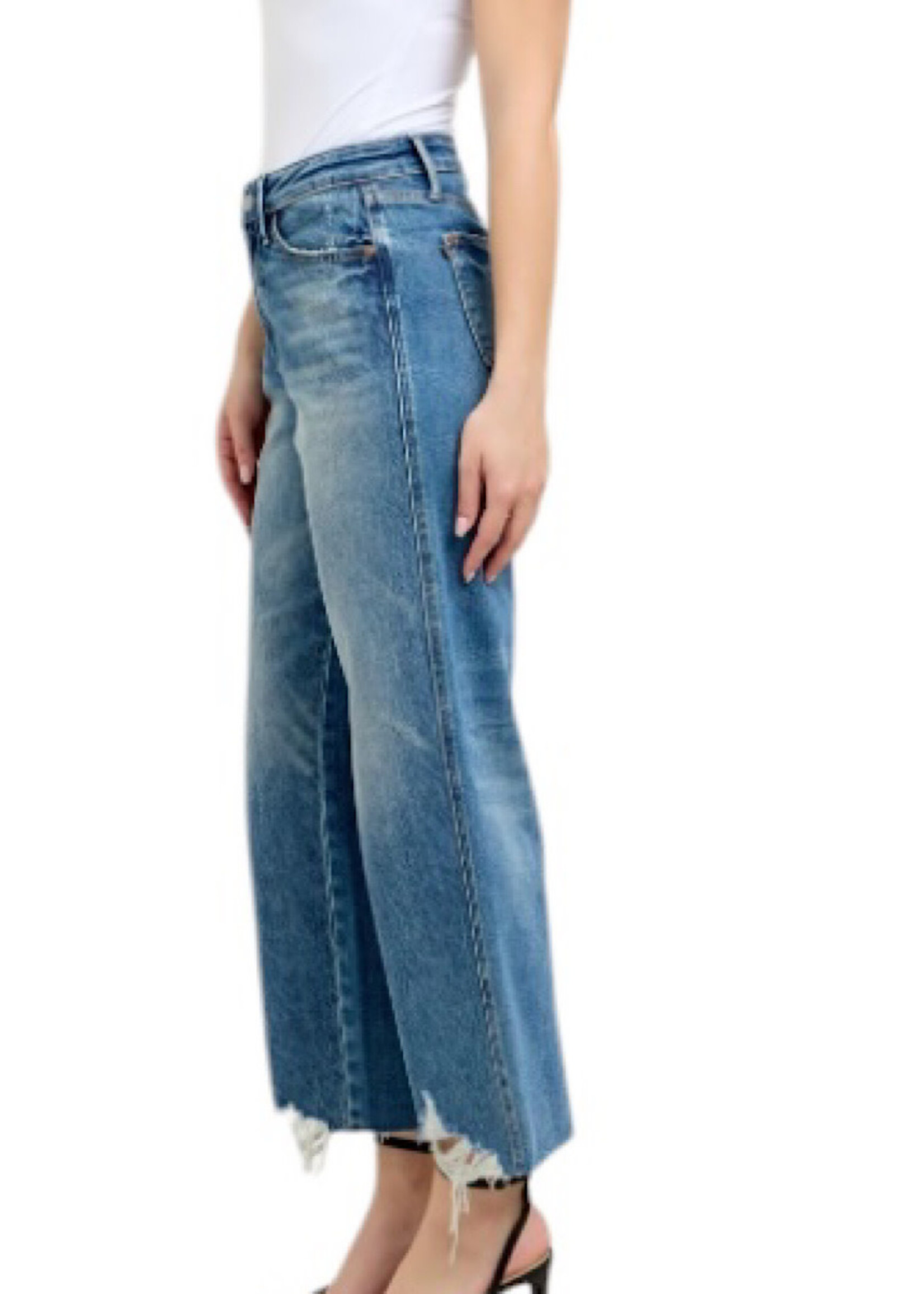 Judy Blue JB88963 H/W Ridge Destroy Hem Crop Wide Jean