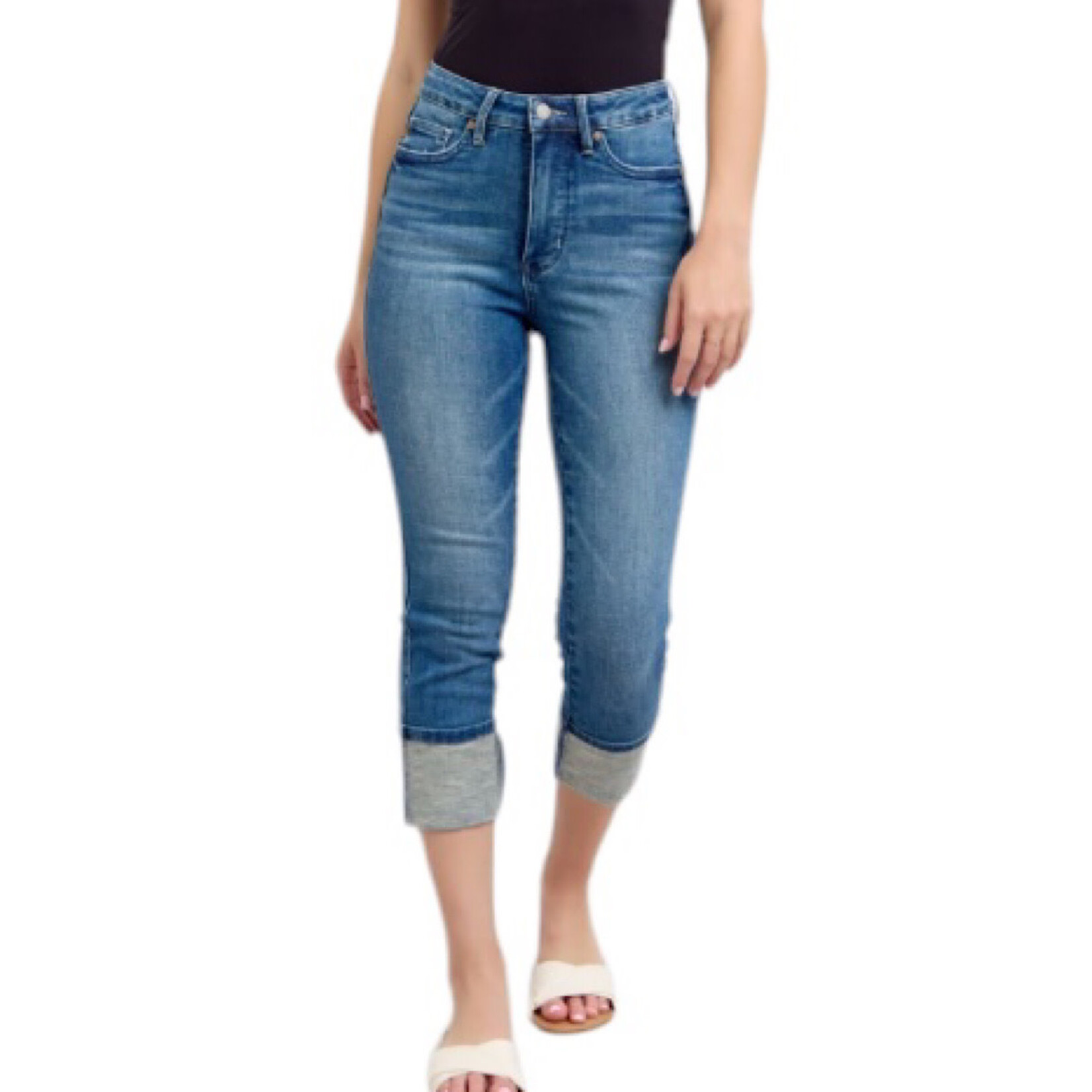 Judy Blue JB78114 H/W Tummy Control Cuff Capri/Crop 27" Jean