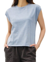 Denim Colored Acid Wash Cropped Basic Top