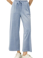 Denim Colored Wide Leg Pant with Elastic Waist & Pockets