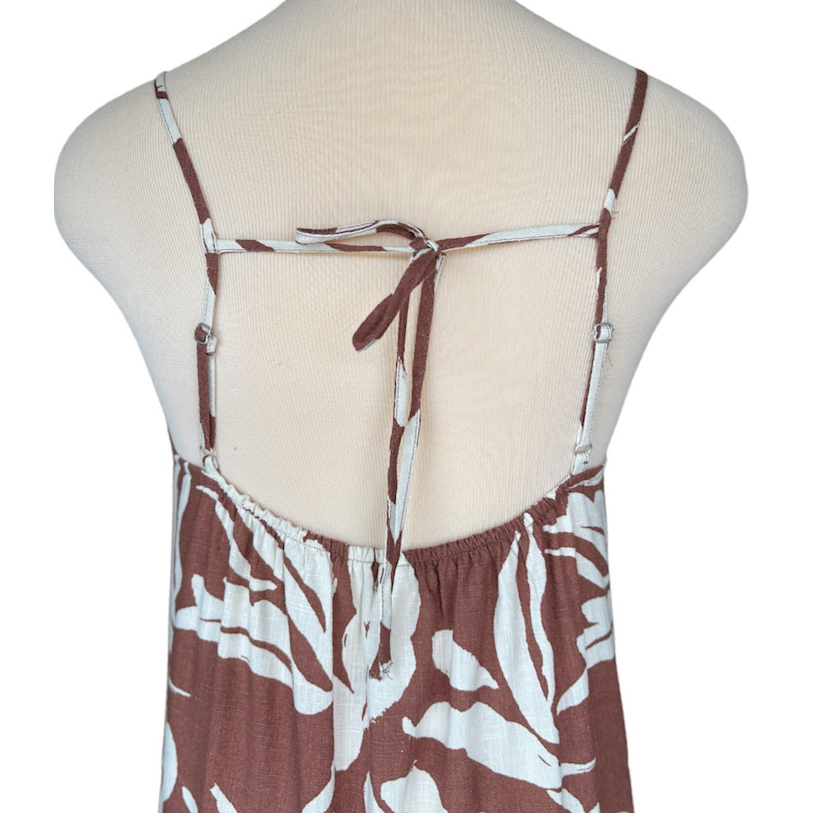 Cocoa Linen Tiered Mid Length Dress