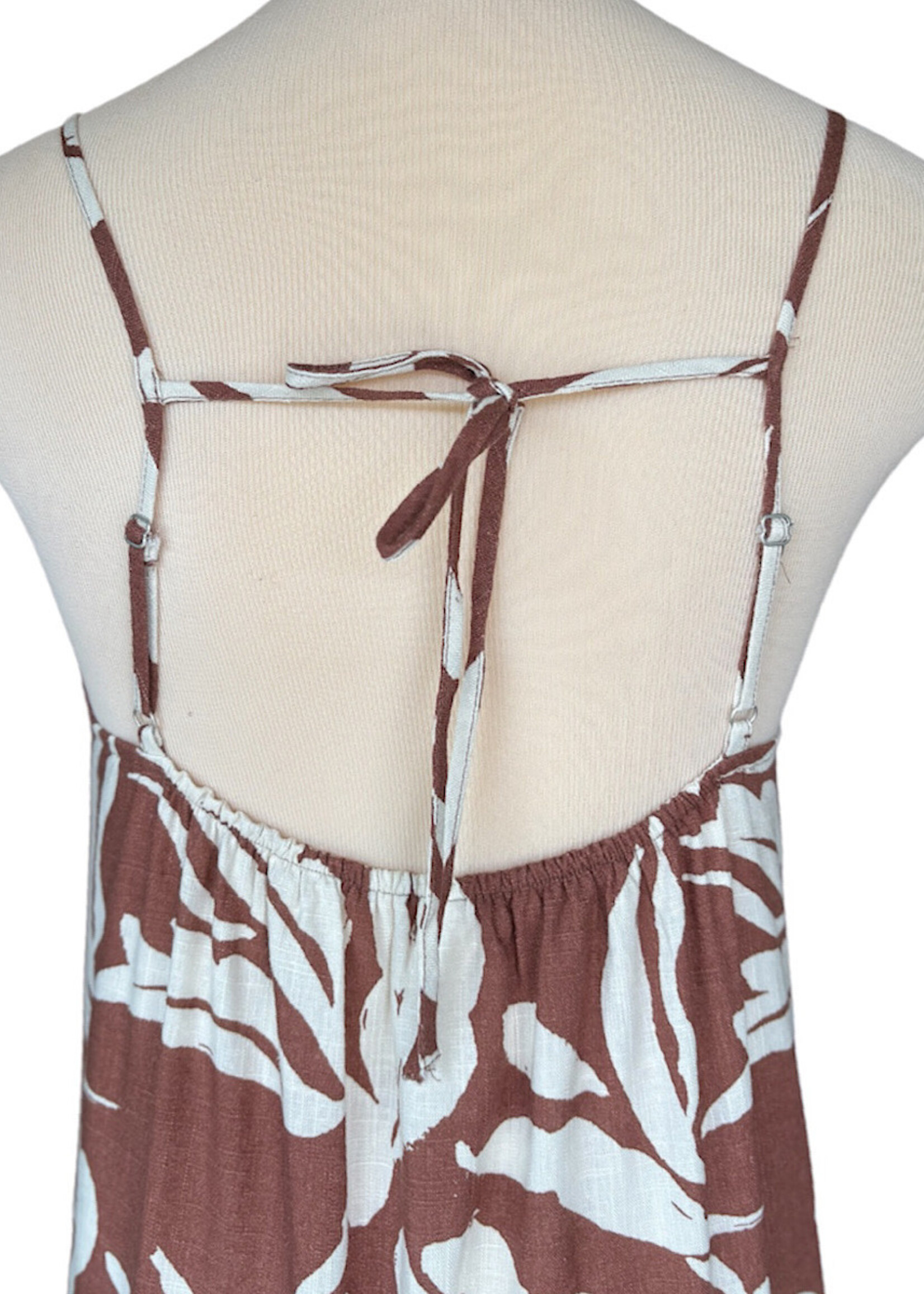 Cocoa Linen Tiered Mid Length Dress