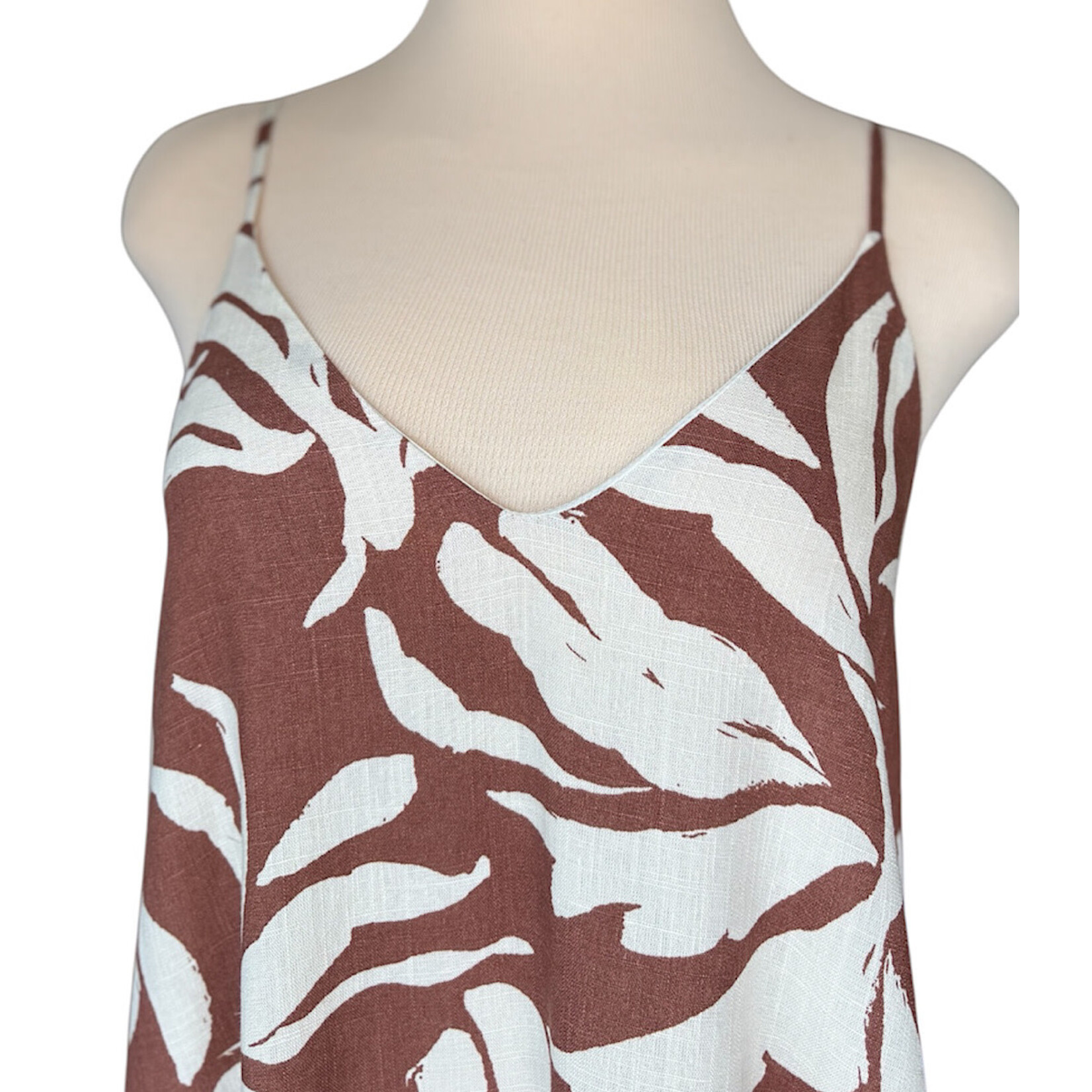 Cocoa Linen Tiered Mid Length Dress