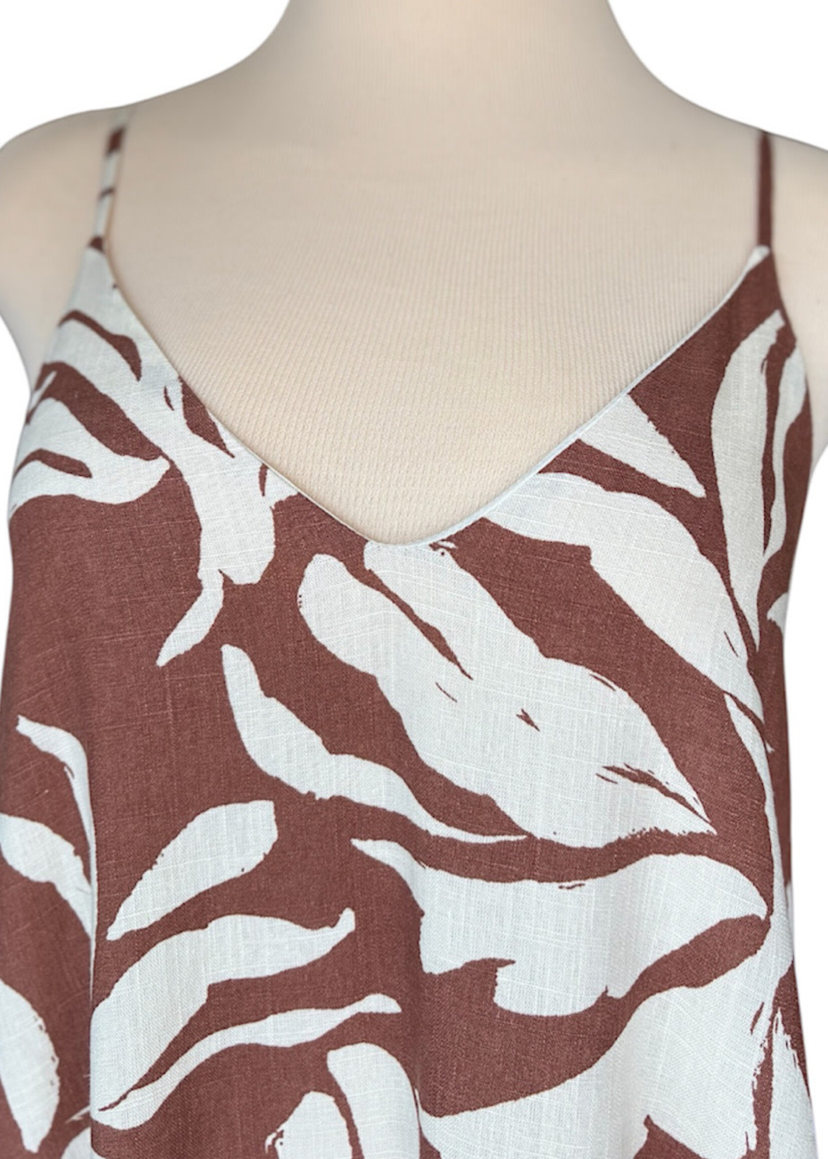 Cocoa Linen Tiered Mid Length Dress