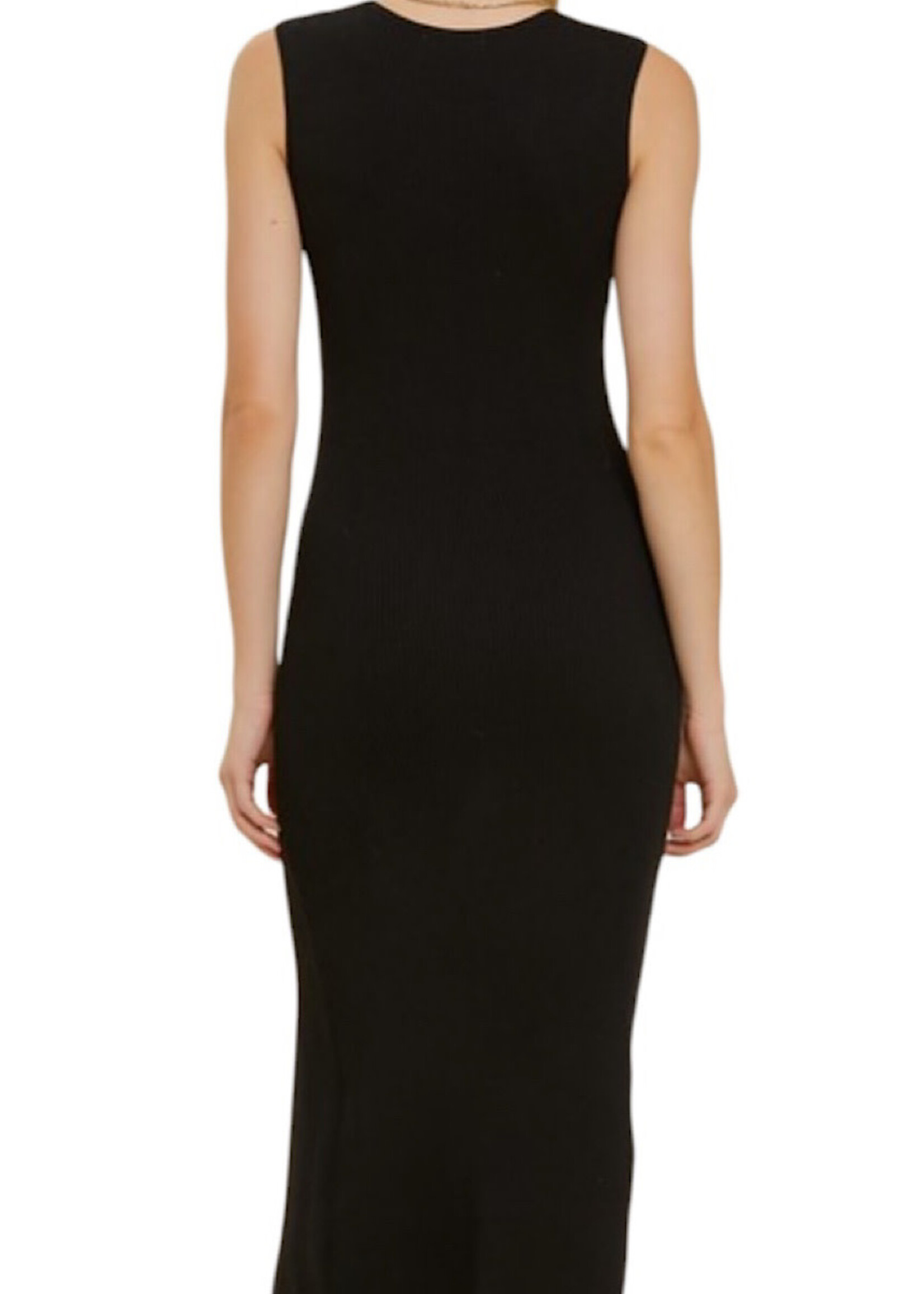 Black V-Neck Sleeveless Sweater Dress