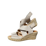 Kanna Espadrilles Taupe Leather Wedge Size 8 -RF
