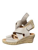 Kanna Espadrilles Taupe Leather Wedge Size 8 -RF