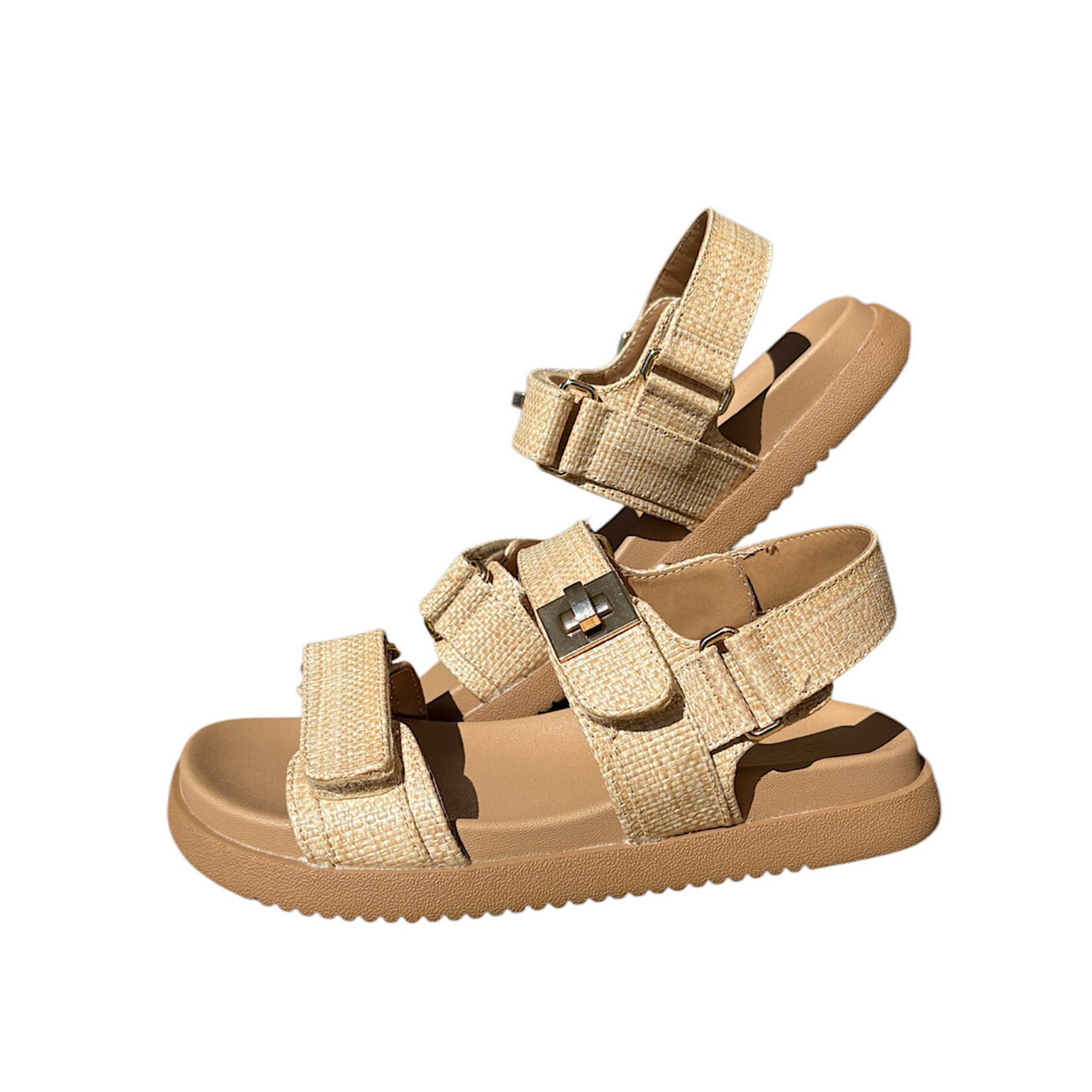 Natural Raffia Woven Double Strap Sandal